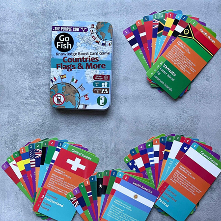 Podróżna gra karciana Kwartet The Purple Cow - Go Fish Kraje, Flagi i inne