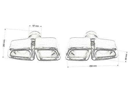 Końcówka tłumika 250x90mm wejście 67mm Mercedes E63 W212