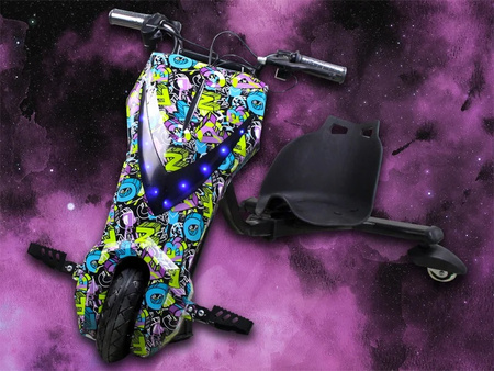 TRÓJKOŁOWY GOKART ELEKTRYCZNY SKUTER POJAZD DESKOROLKA HULAJNOGA DRIFTUJĄCA REGULOWANA LED WYŚWIETLACZ KLAKSON BLUETOOTH DLA DZIECI MŁODZIEŻY