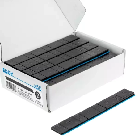 Ciężarki klejone do felg aluminiowych czarne Edgy Slim Black - 60g (5g+10g / szeroka taśma) - 50 szt. - Stix