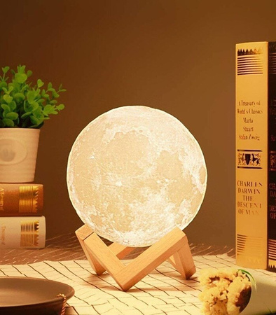 LAMPKA NOCNA KSIĘŻYC 3D 25 CM MOONLIGHT LAMPA MOON DWIE BARWY ŚWIECENIA