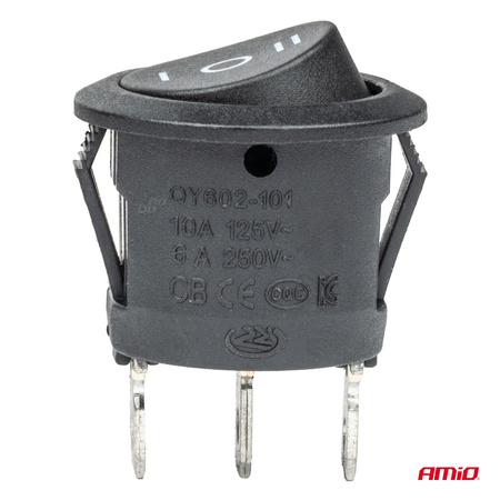 Włącznik przełącznik czarny okrągły 12V 230V BU03 AMIO-03614