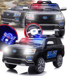 AUTO NA AKUMULATOR POLICYJNE MIGOCZĄCE ŚWIATŁA BUJAK MP3 USB PILOT AMORTYZATORY DO ZABAWY DLA DZIECI