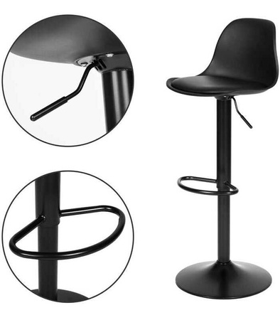 KRZESŁO BAROWE HOKER STOŁEK BAROWY OBROTOWY EKOSKÓRA CZARNY NOWOCZESNY DESIGN KUCHNIA JADALNIA BAR