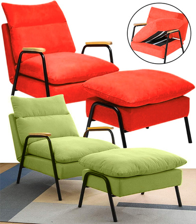 FOTEL Z PODNÓŻKIEM OSLO ROZKŁADANY REGULOWANY LEŻANKA Z PODUSZKAMI