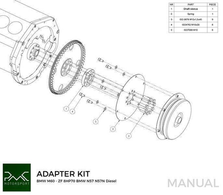 Zestaw do konwersji / adapter BMW V8 M60 - BMW ZF 8HP70 N57 N57N Diesel