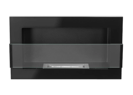 Biokominek wiszący z szybą  650x400 czarny połysk