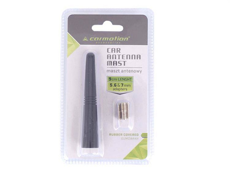 Maszt antenowy 9cm, gumowany, z 3 adapterami: 5, 6 i 7mm
