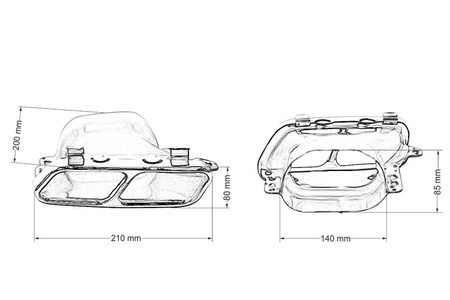 Końcówka tłumika 210x80mm wejście 140x85mm Mercedes A45 S600