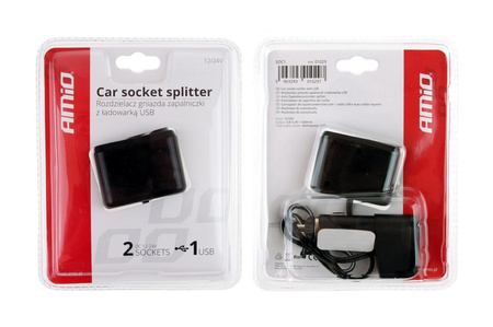 Rozgałęźnik rozgałęziacz zapalniczki SOC1 2+1 USB AMIO-01029