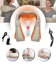 MASAŻER KARKU SZYI PLECÓW CIAŁA SHIATSU BEŻOWY 3D 6 TRYBÓW GRZENIE ŚWIATŁEM DWIE GŁOWICE