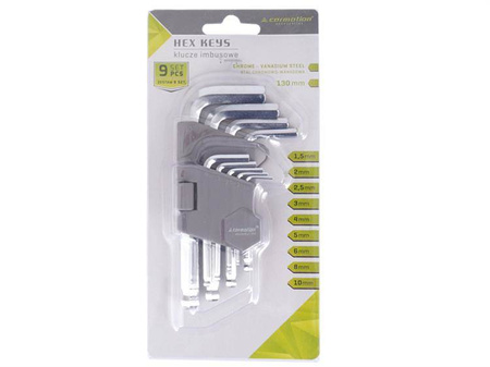 Klucze imbusowe kuliste, 130mm, rozmiary 1,5 - 10 mm, 9 szt.
