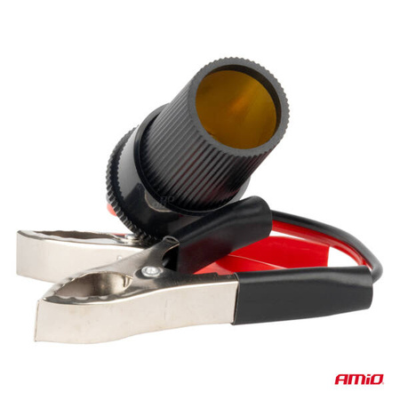 Adapter krokodylki do gniazda zapalniczki 12V 24V 15cm AMIO-03803