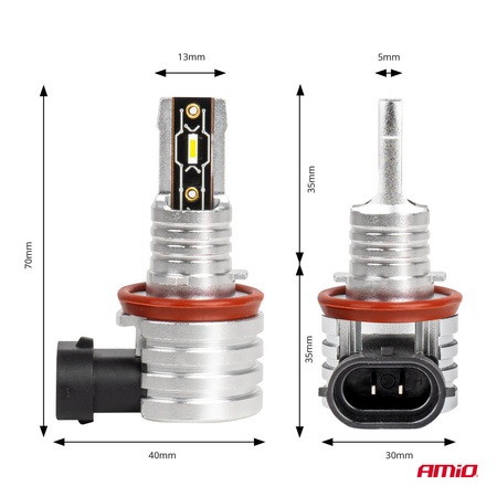 Żarówki samochodowe LED seria H-mini H8 H9 H11 H16 6500K Canbus AMiO-03333