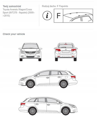 Bagażnik dachowy belki Toyota Avensis III T270DARK