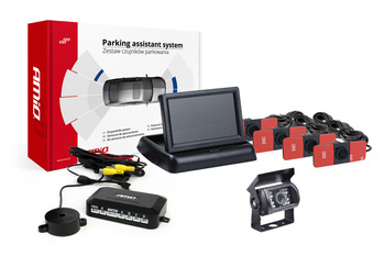 Zestaw czujników parkowania TFT02 4,3" z kamerą HD-501-IR 4 sensory czarne wewnętrzne