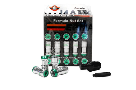Nakrętki JDM Performance M12x1.25 Green Zabezpieczające