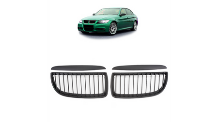 Grill sportowy pojedyncze żeberka Matt Black BMW 3 E90 E91 przed liftem 2005-2008