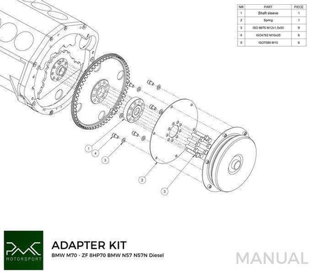 Zestaw do konwersji / adapter BMW V12 M70 - BMW ZF 8HP70 N57 N57N Diesel