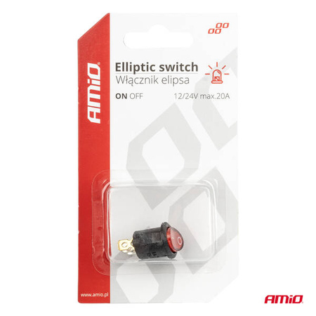 Wł?
cznik przeł?
cznik czerwonym owalny 12V 230V podświetlany BU01 AMIO-03612