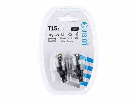 Żarówka VISION W16W (T15) 12/24V 4x 3020 SMD LED, nonpolar, CANBUS, biała, 2 szt.