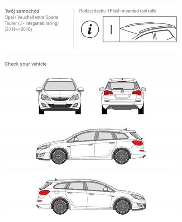 Bagażnik dachowy belki Opel Astra Sports Tourer J