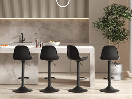 KRZESŁO BAROWE HOKER STOŁEK BAROWY OBROTOWY EKOSKÓRA CZARNY NOWOCZESNY DESIGN KUCHNIA JADALNIA BAR