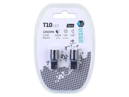 Żarówka VISION W5W (T10) 12/24V 6x 3020 SMD Ultra Bright LED, nonpolar, biała, 2 szt.