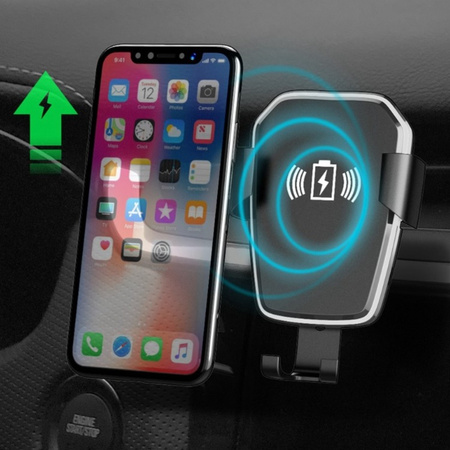 UCHWYT SAMOCHODOWY ŁADOWARKA INDUKCYJNA QI CZARNY