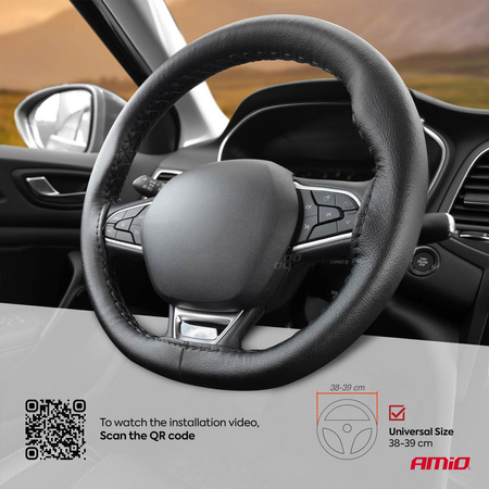 Pokrowiec sznurowany na kierownicę samochodową M 38-39cm OTOM-OTDK101