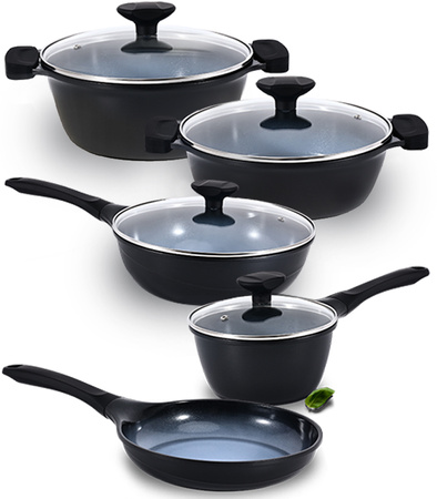 ZESTAW GARNKÓW ALUMINIOWYCH POWŁOKA NON-STICK 9 ELEMENTÓW INDUKCJA GAZ PIEKARNIK