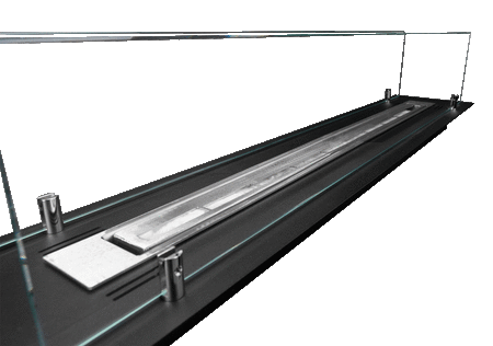 Biokominek do zabudowy wkład  100 cm czarny mat z szybami