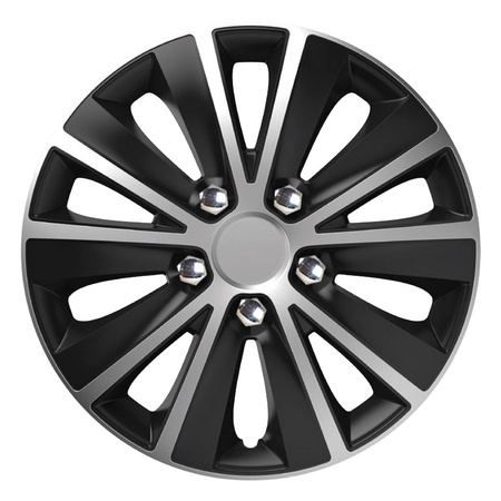 Kołpak samochodowy czarno srebrny ze śrubami chrom Rapide NC 16" cali