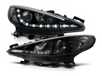 Lampy Reflektory Peugeot 207 06-09 Daylight Black