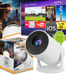 PROJEKTOR MINI FULL HD RZUTNIK KINO DOMOWE PRZENOŚNE OBROTOWE PILOT DO FILMÓW SERIALI ROZRYWEK GIER