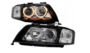 Lampy przednie Audi A6 C5 Ringi Xenon D2S Black FK