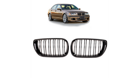 Grill sportowy podwójne żeberka Gloss Black BMW 3 E46 Compact Facelift 2001-2005