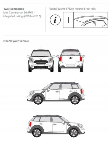 Bagażnik dachowy belki Mini Countryman R60 5d DARK
