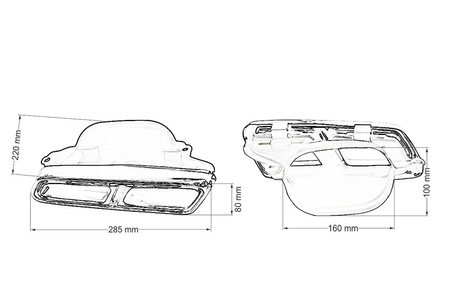 Końcówka tłumika 285x80mm wejście 160x100mm Mercedes W212