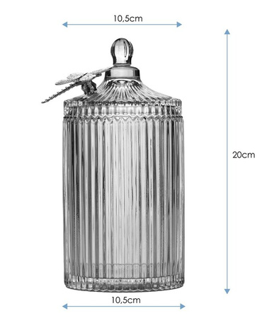 ORGANIZER NA BIŻUTERIĘ KOSMETYKI DROBIAZGI 10.5 x 20 CM SZKLANY POJEMNIK Z POKRYWKĄ I OZDOBNĄ WAŻKĄ