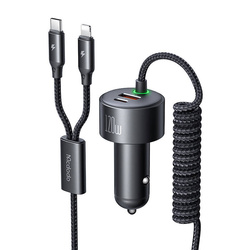 Ładowarka samochodowa Mcdodo CC-0370, USB-C, Lightning, 120W, chowane kable