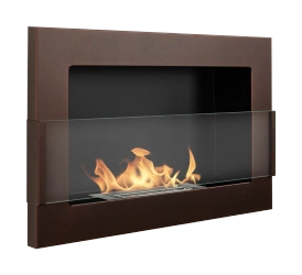 Biokominek wiszący z szybą 650x400 brąz strukturalny mat