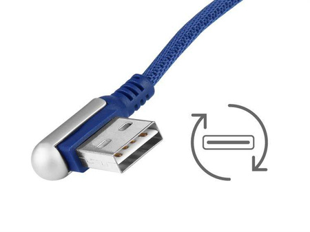 Kabel MYWAY do ładowania i synchronizacji, 120 cm, w oplocie z mikrofibry, dwustronne kątowe USB > micro USB, navy