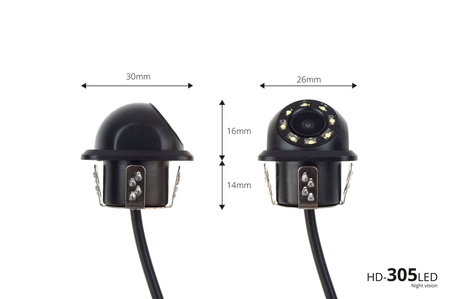 Zestaw czujników parkowania TFT02 4,3" z kamerą HD-305-LED 4 sensory czarne wewnętrzne