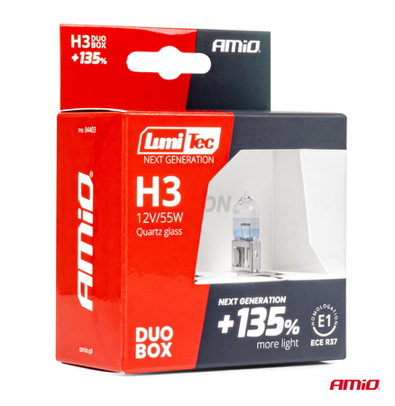 Żarówki halogenowe H3 12V 55W LumiTec NEXT GENERATION +135% DUO AMIO-04403