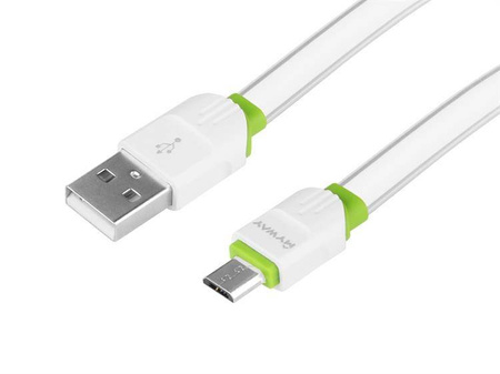 Kabel MYWAY do ładowania i synchronizacji, silikonowy płaski, 200 cm, USB > micro USB