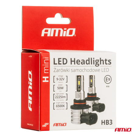 Żarówki samochodowe LED seria H-mini HB3 9005/HIR1 9011/H10 6500K Canbus AMIO-03334