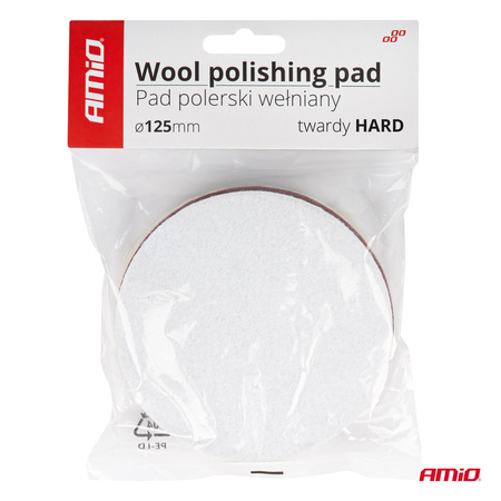Pad polerski wełniany futro polerskie hard twardy na rzep 125 mm AMiO-03706