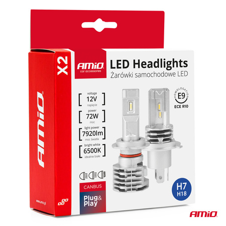 Żarówki samochodowe LED seria X2 H7 6500K Canbus AMIO-02973