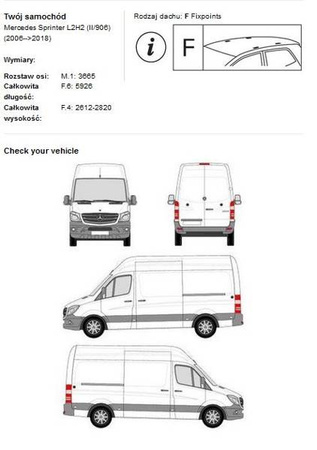 Platforma dachowa bagażowa Mercedes Sprinter L2H2
